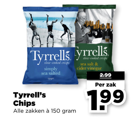 Tyrells   chips folder aanbieding bij  Plus - details