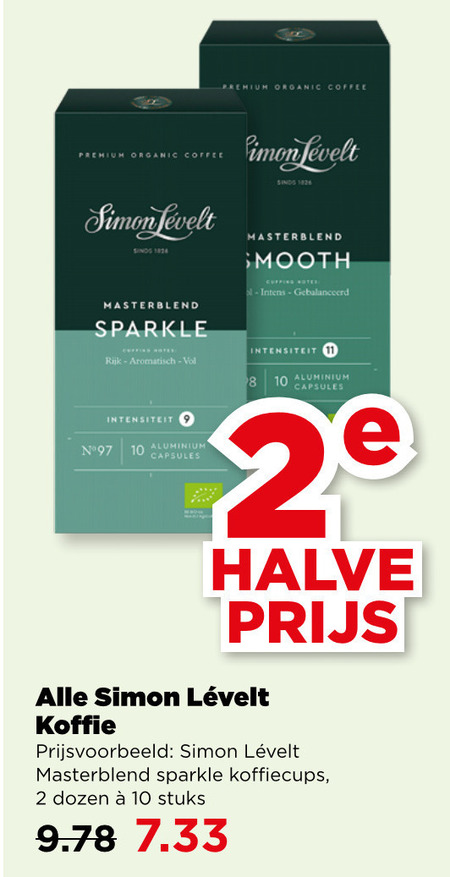 Simon Levelt   koffie, koffiebonen folder aanbieding bij  Plus - details