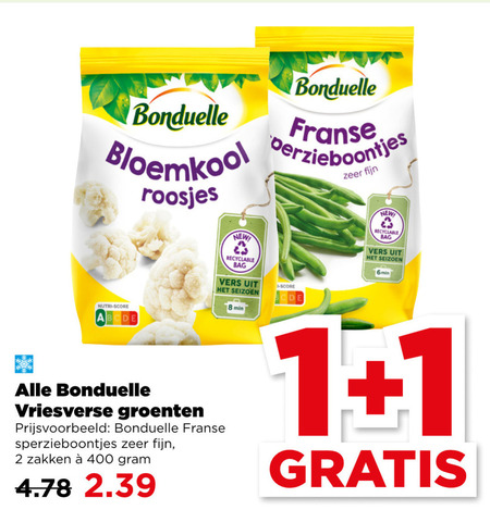 Bonduelle   diepvriesgroente folder aanbieding bij  Plus - details