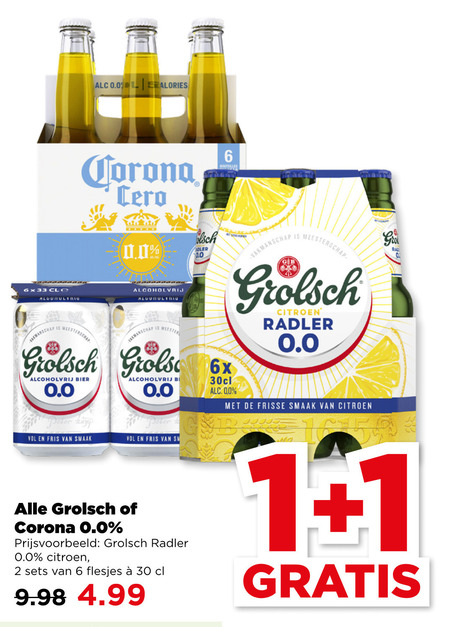 Grolsch   alcoholvrij bier, radler bier folder aanbieding bij  Plus - details
