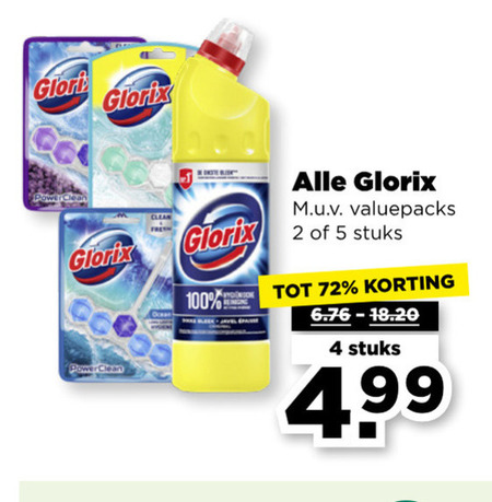 Glorix   toiletblok, bleekmiddel folder aanbieding bij  Plus - details