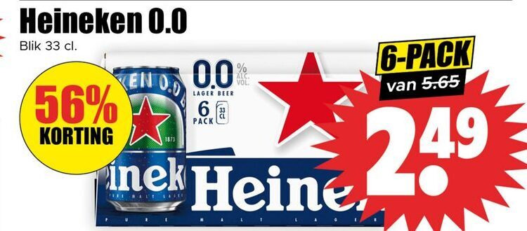 Heineken 0.0   blikje bier folder aanbieding bij  Dirk - details