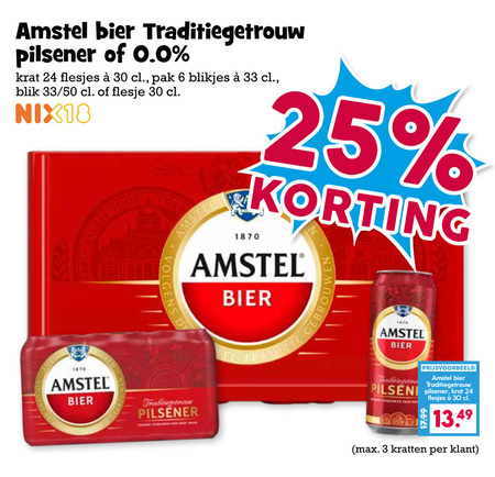 Amstel   blikje bier, krat bier folder aanbieding bij  Boons Markt - details