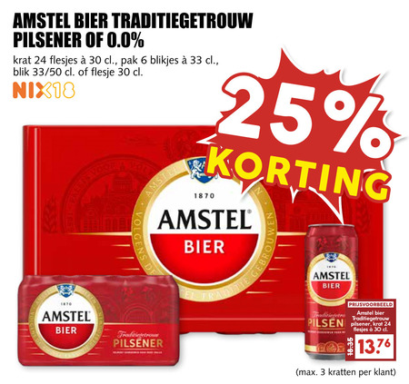 Amstel   krat bier, blikje bier folder aanbieding bij  MCD Supermarkt Basis - details
