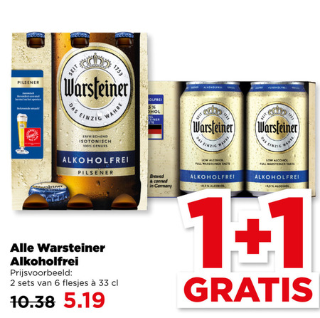 Warsteiner   alcoholvrij bier folder aanbieding bij  Plus - details