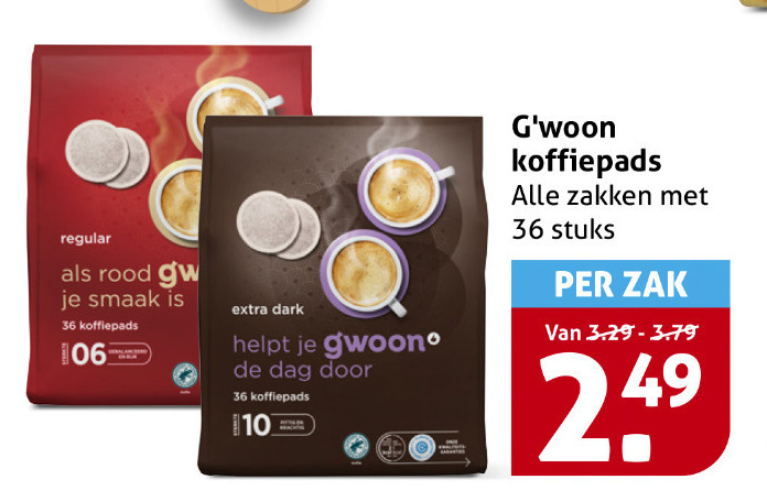Gwoon   koffiepad folder aanbieding bij  Hoogvliet - details