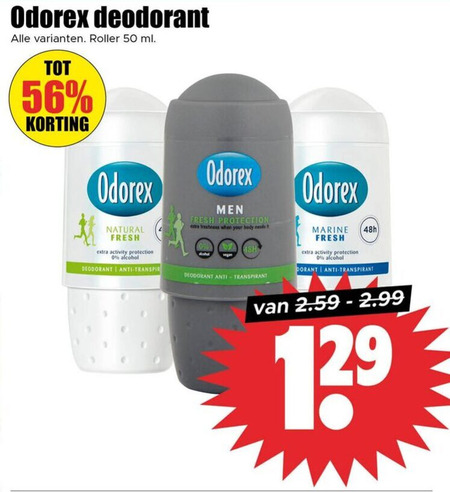 Odorex   deodorant folder aanbieding bij  Dirk - details