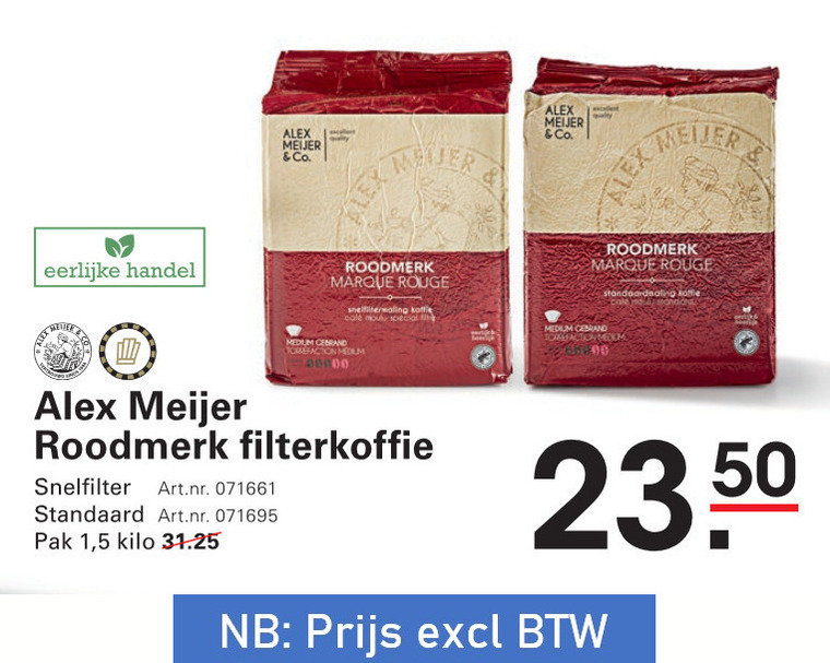 Alex Meijer   koffie folder aanbieding bij  Sligro - details