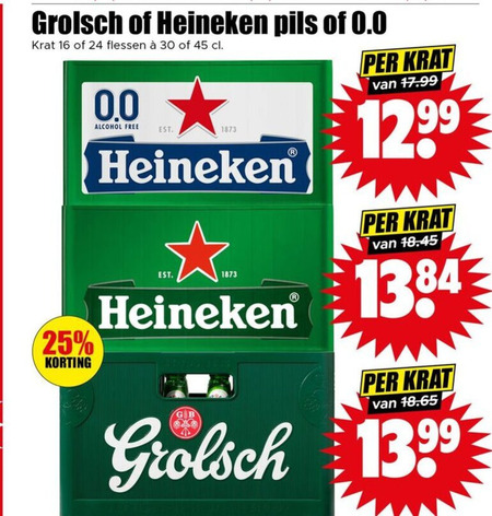 Heineken 0.0   krat bier folder aanbieding bij  Dirk - details