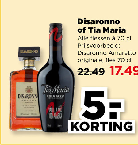 Tia Maria   likeur, amaretto folder aanbieding bij  Plus - details