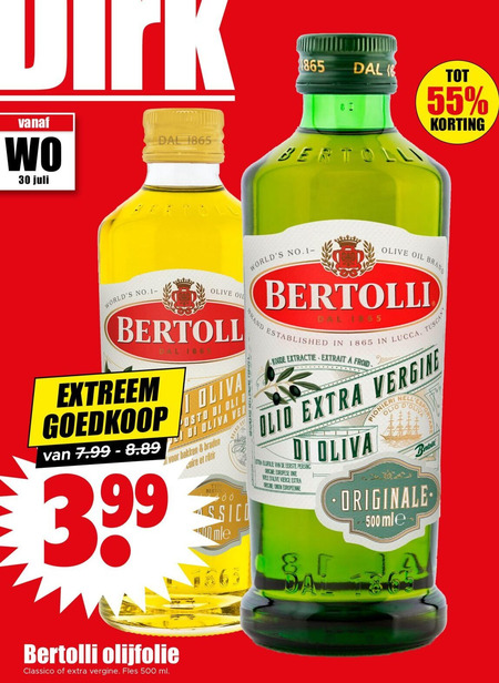 Bertolli   olijfolie folder aanbieding bij  Dirk - details