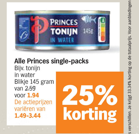 Princes   tonijn in blik folder aanbieding bij  Albert Heijn - details