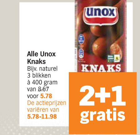 Unox   knakworst folder aanbieding bij  Albert&nbsp;Heijn - details