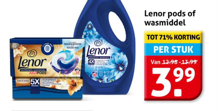 Lenor   wasmiddel folder aanbieding bij  Hoogvliet - details