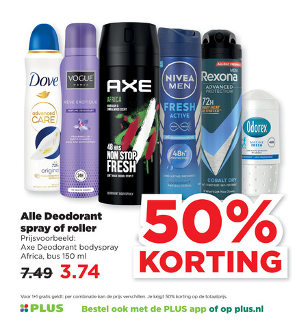 Vogue   deodorant folder aanbieding bij  Plus - details