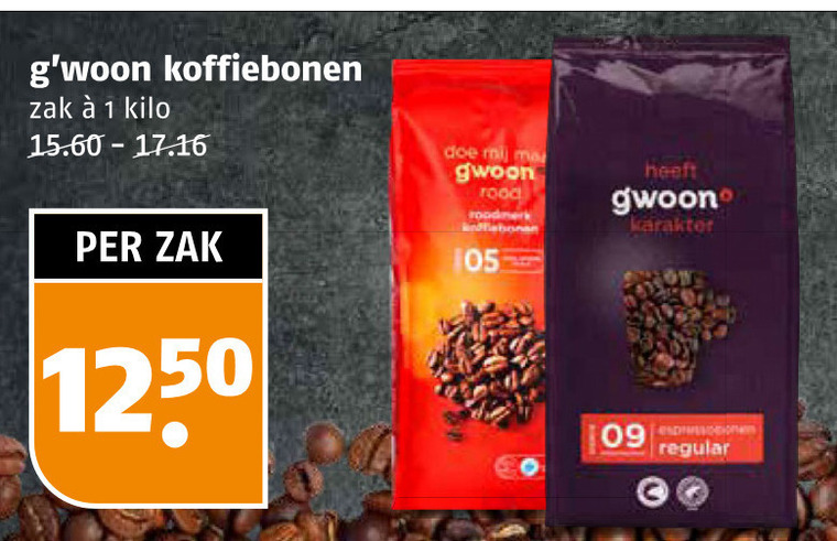 Gwoon   koffiebonen folder aanbieding bij  Poiesz - details