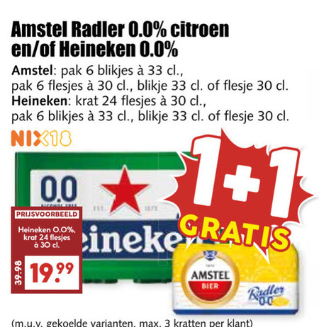 Heineken 0.0   alcoholvrij bier, krat bier folder aanbieding bij  MCD Supermarkt Basis - details