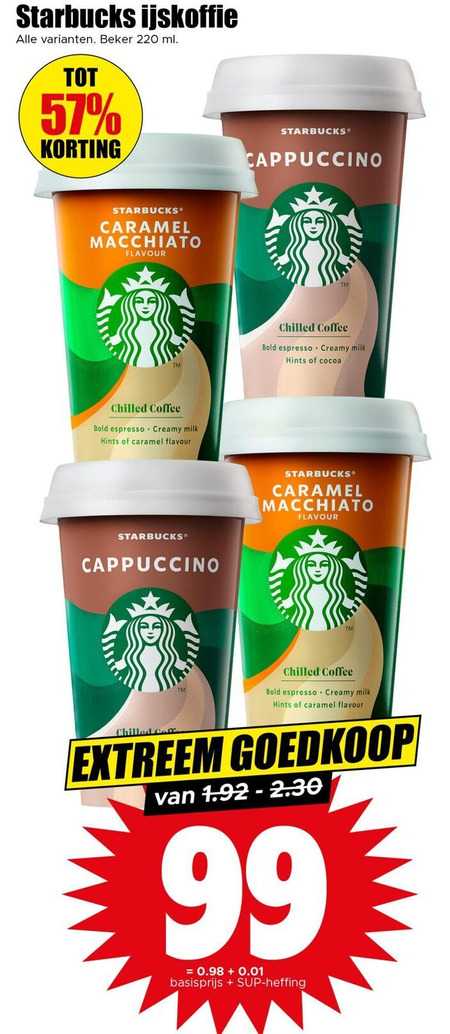 Starbucks   ijskoffie folder aanbieding bij  Dirk - details