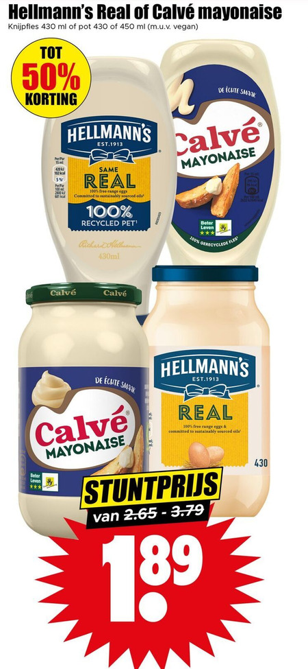 Hellmans   mayonaise folder aanbieding bij  Dirk - details