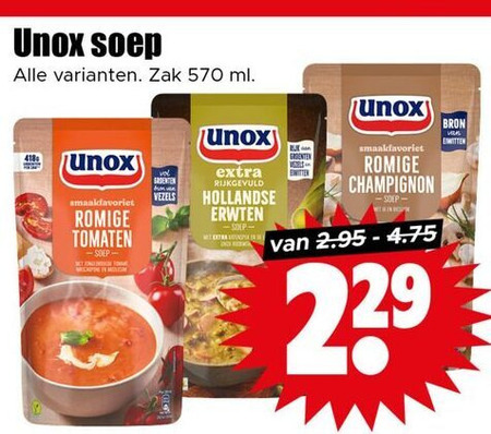 Unox   soep folder aanbieding bij  Dirk - details