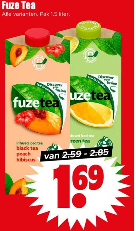Fuze Tea   ice tea folder aanbieding bij  Dirk - details