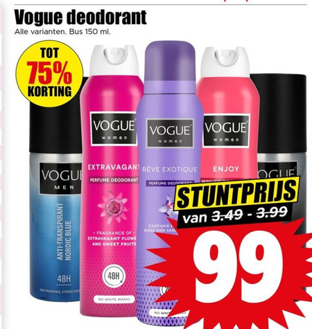 Vogue   deodorant folder aanbieding bij  Dirk - details