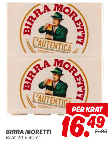 Birra Moretti   krat bier folder aanbieding bij  Dekamarkt - details