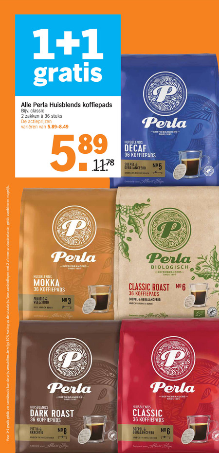 Perla   koffiepad folder aanbieding bij  Albert Heijn - details