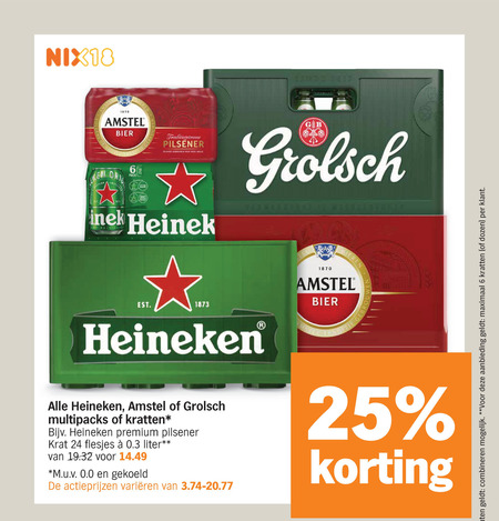 Heineken 0.0   krat bier folder aanbieding bij  Albert Heijn - details