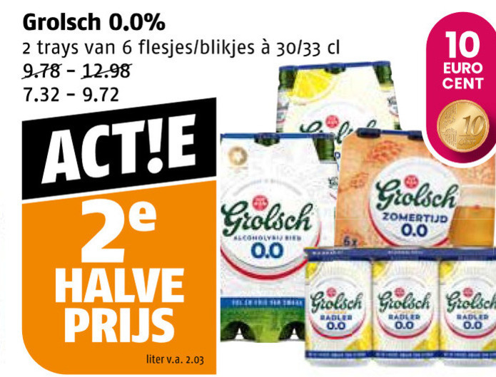 Grolsch   alcoholvrij bier folder aanbieding bij  Poiesz - details