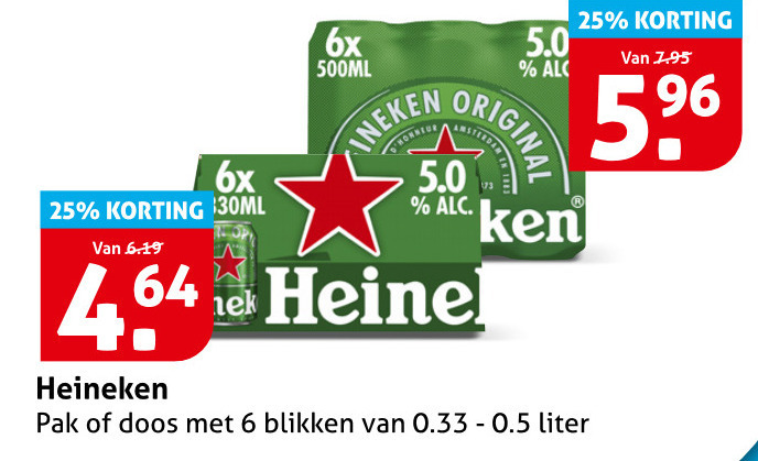 Heineken   blikje bier folder aanbieding bij  Hoogvliet - details