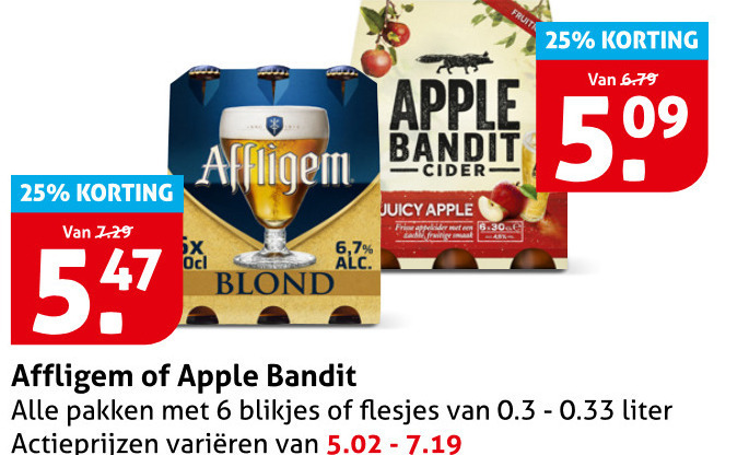 Affligem   speciaalbier, appelcider folder aanbieding bij  Hoogvliet - details