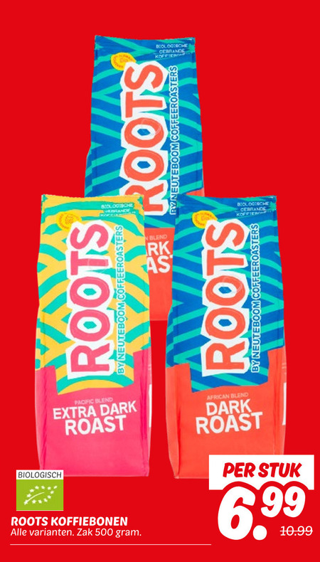 Roots   koffiebonen folder aanbieding bij  Dekamarkt - details