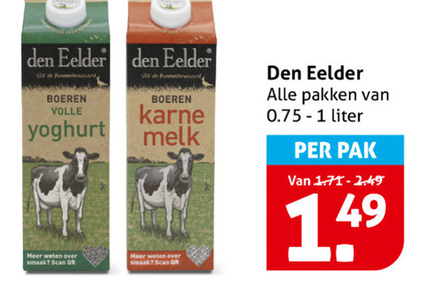 Den Eelder   karnemelk, yoghurt folder aanbieding bij  Hoogvliet - details