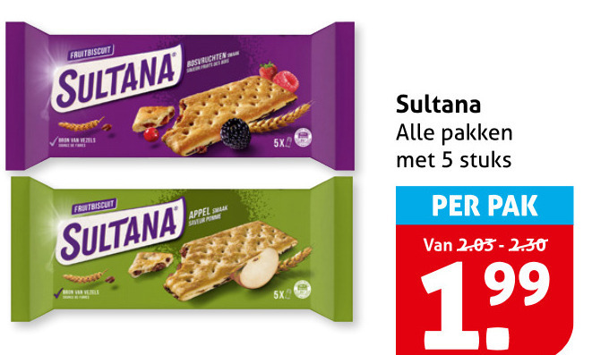 Sultana   fruitbiscuit folder aanbieding bij  Hoogvliet - details