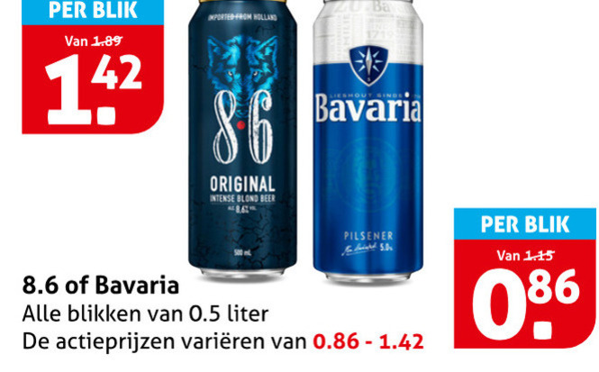 Bavaria 8.6   blikje bier, speciaalbier folder aanbieding bij  Hoogvliet - details