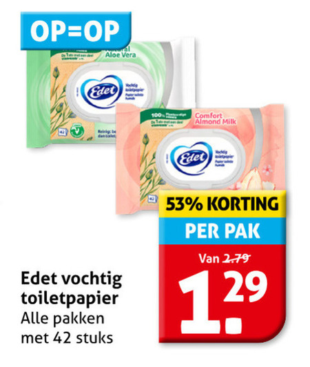 Edet   vochtig toiletpapier folder aanbieding bij  Hoogvliet - details