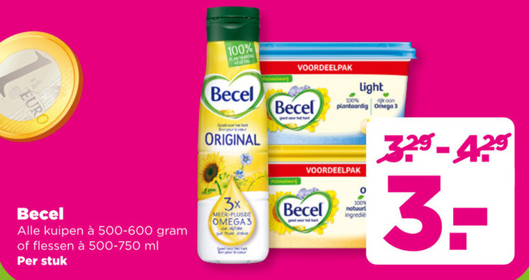 Becel   margarine, olie en vetten folder aanbieding bij  Plus - details