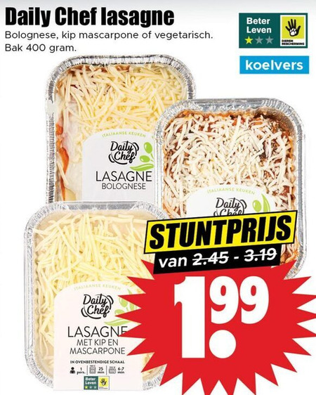Daily Chef   lasagne folder aanbieding bij  Dirk - details