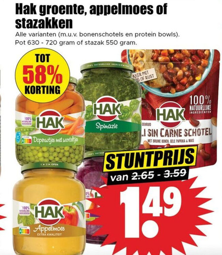 Hak   groenteconserven, appelmoes folder aanbieding bij  Dirk - details