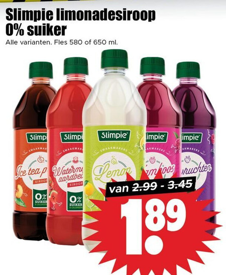 Slimpie   limonadesiroop folder aanbieding bij  Dirk - details