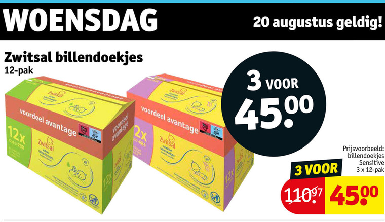 Zwitsal   billendoekjes folder aanbieding bij  Kruidvat - details