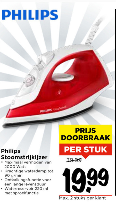 Philips   stoomstrijkijzer folder aanbieding bij  Vomar - details