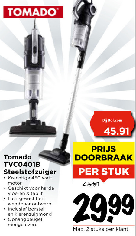 Tomado   steelstofzuiger folder aanbieding bij  Vomar - details