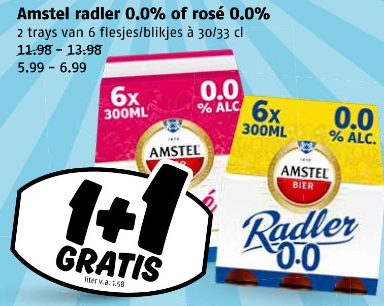 Amstel   radler bier folder aanbieding bij  Poiesz - details