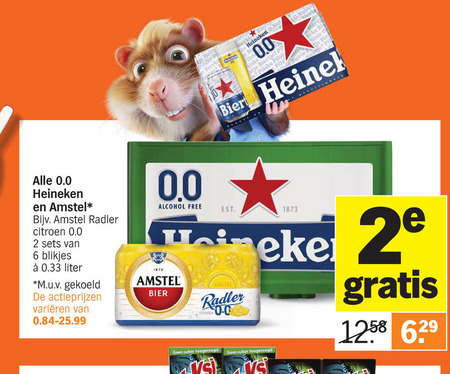Heineken 0.0   krat bier, alcoholvrij bier folder aanbieding bij  Albert&nbsp;Heijn - details