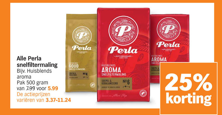 Perla   koffie folder aanbieding bij  Albert&nbsp;Heijn - details