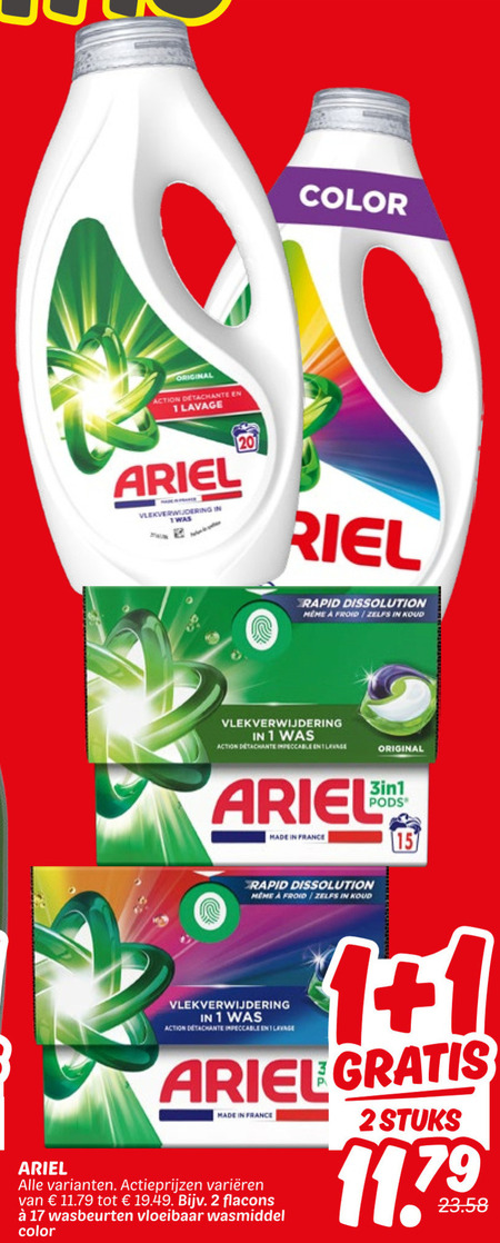 Ariel   wasmiddel folder aanbieding bij  Dekamarkt - details
