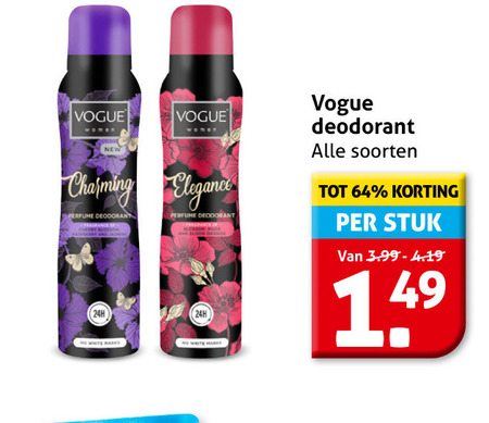 Vogue   deodorant folder aanbieding bij  Hoogvliet - details