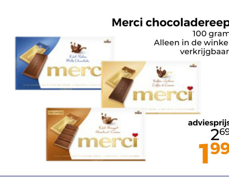 Merci   chocolade folder aanbieding bij  Trekpleister - details